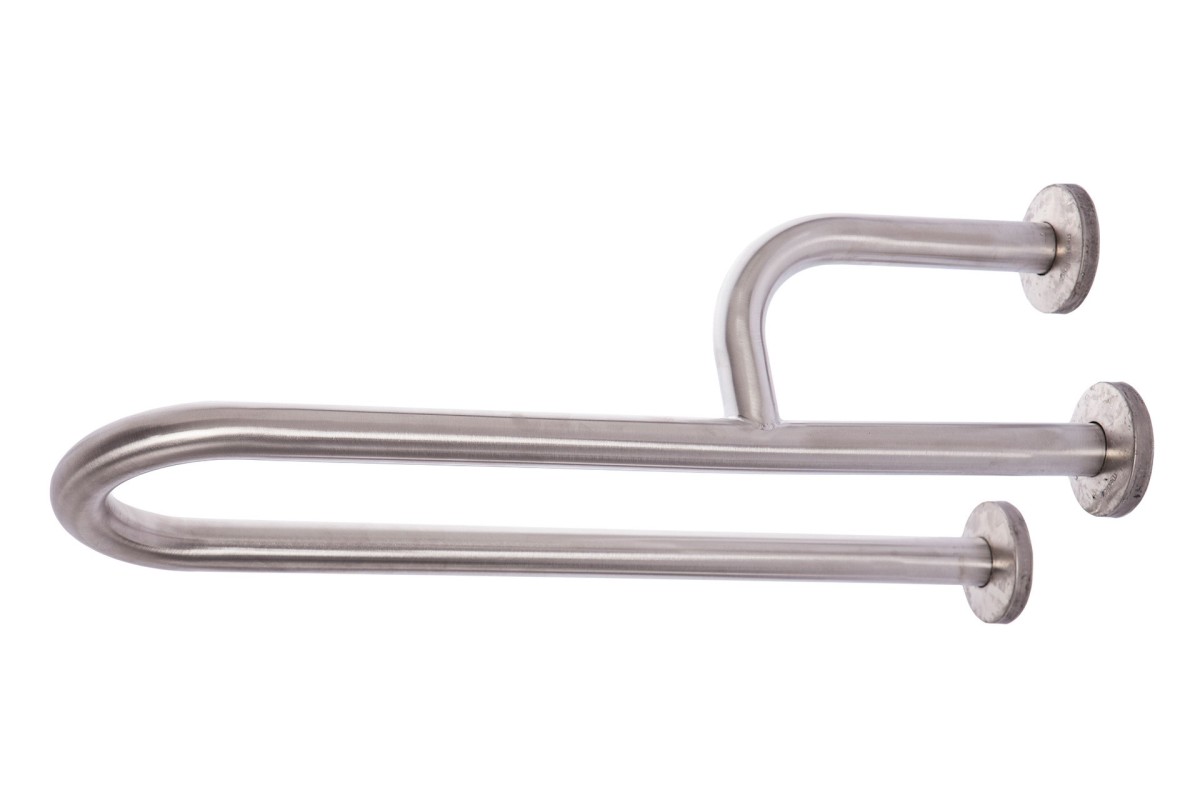 Wall to wall bar with three support points - stainless steel